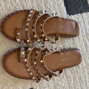 Sincerely Jules Tan Studded Sandals